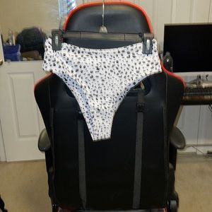 Shein cow print swimwear bottoms, white and black, size small